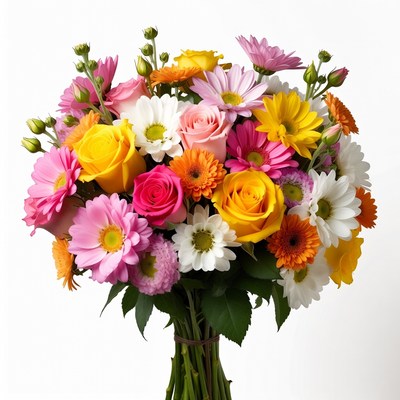 Colorful bouquet of roses and daisies