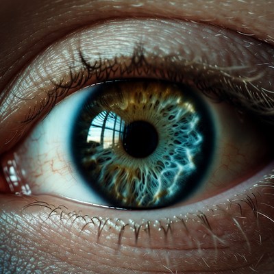 Close-up of blue hazel eye