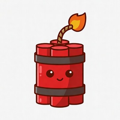 Cute cartoon bomb with fuse