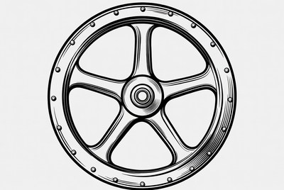Black and white car wheel illustration