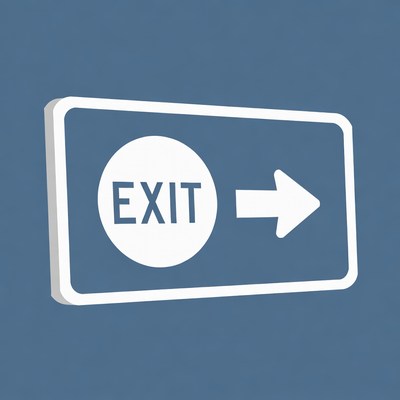 3D Blue Exit Sign Arrow