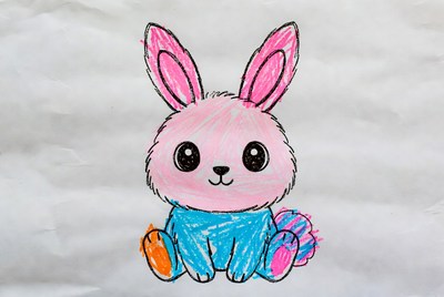 Cute pink bunny drawing