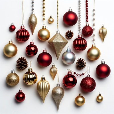 Christmas ornaments and pine cones