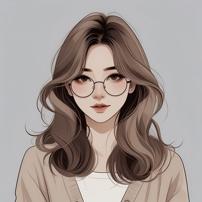 Asian woman with glasses illustration