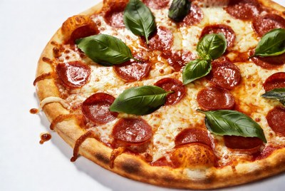 Pepperoni Pizza with Fresh Basil