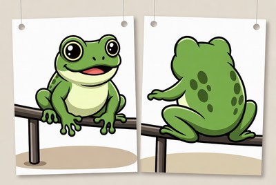 Cute Cartoon Frog on Bar