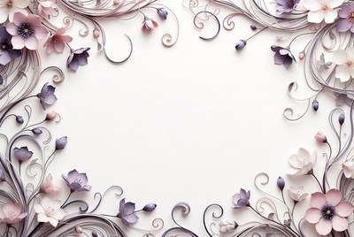 Purple Flower Paper Cutout Border