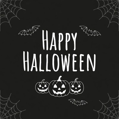 Happy Halloween with Pumpkins and Bats