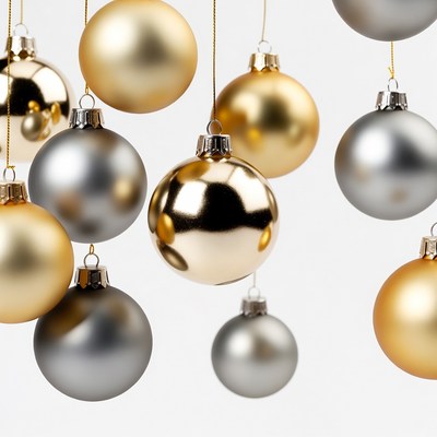 Gold and Silver Hanging Christmas Ornaments