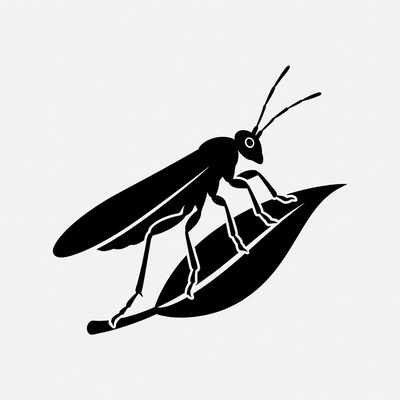 Black Silhouette Beetle on Leaf