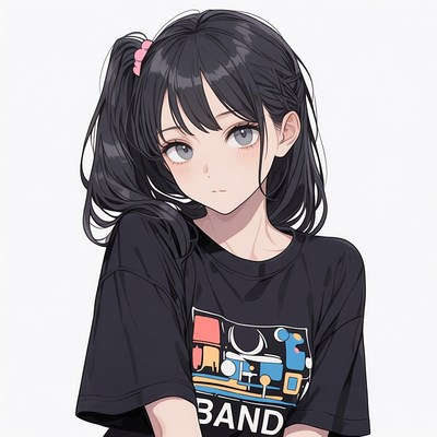 Anime girl with black hair ponytail