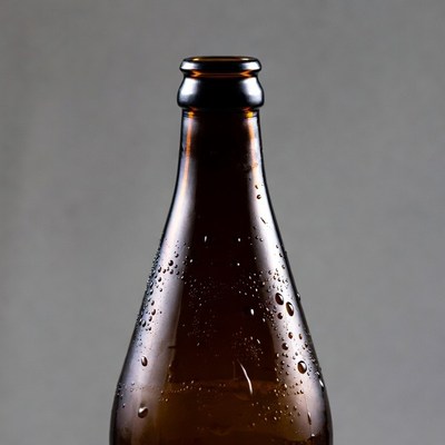 Brown glass bottle with condensation