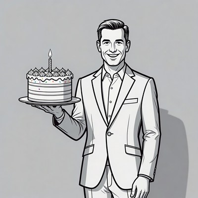 Man holding birthday cake