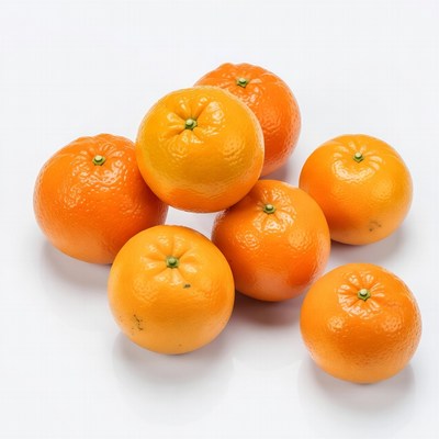 Fresh Oranges Stacked on White Background