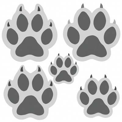 Wolf Paw Prints Clipart Set
