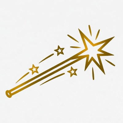 Golden magic wand with stars