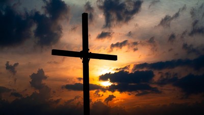 Silhouette Cross at Sunset