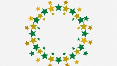 Gold and Green Star Wreath