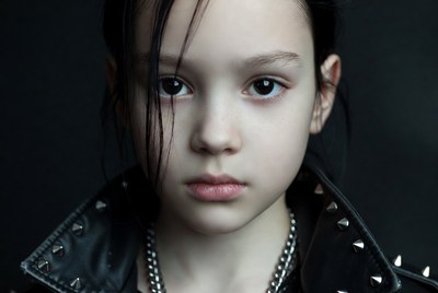 Girl in leather jacket