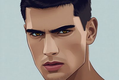 Intense portrait of young man