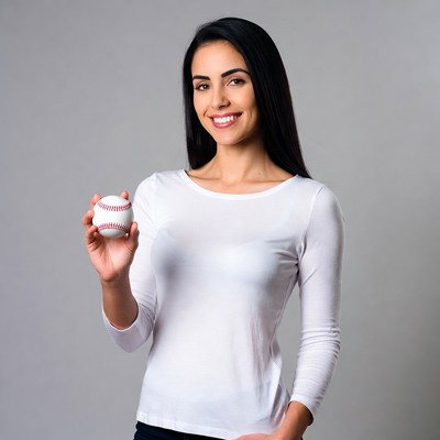 Woman holding baseball