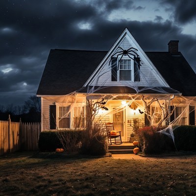 Spooky Haunted House at Night