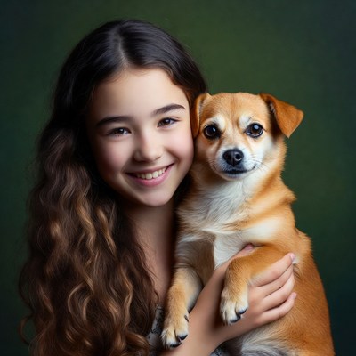 Girl holding chihuahua dog