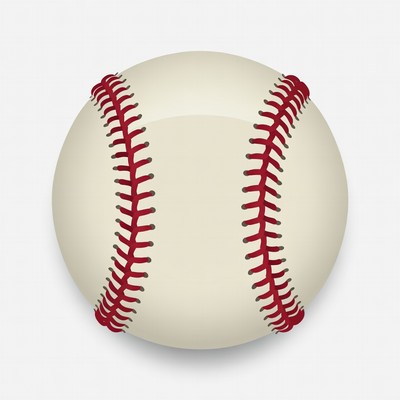 White baseball with red stitches