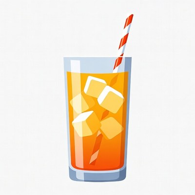 Orange Juice Glass with Straw