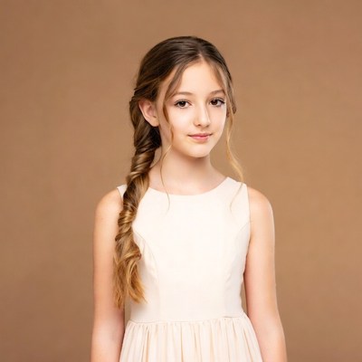 Girl in white dress with braided hair