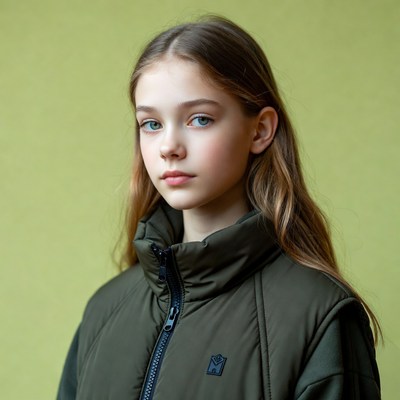 Girl in green puffer jacket