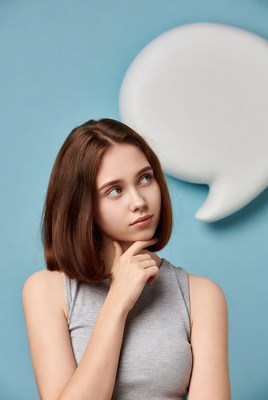 Girl thinking with speech bubble