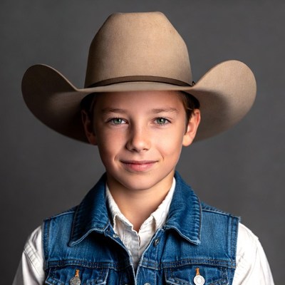 Boy wearing cowboy hat and vest
