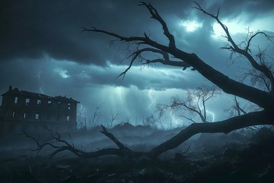 Abandoned House Lightning Storm