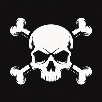 White Skull and Crossbones Symbol