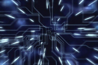 Glowing Blue Circuit Board Background