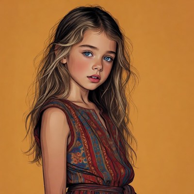 Beautiful girl in colorful dress