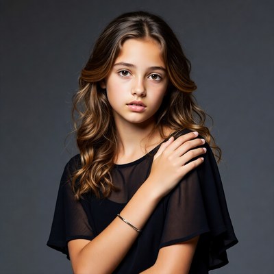 Teen girl with wavy brown hair