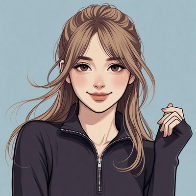 Anime girl with brown hair smiling