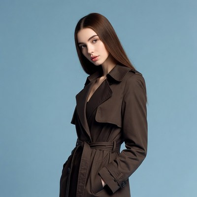 Woman in brown trench coat
