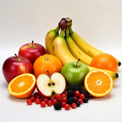 Fresh Fruits Assortment on White Background