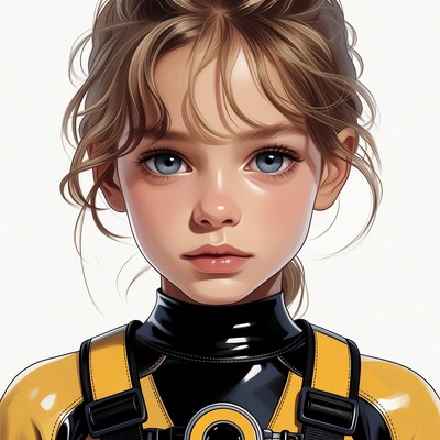 Girl in yellow wetsuit portrait
