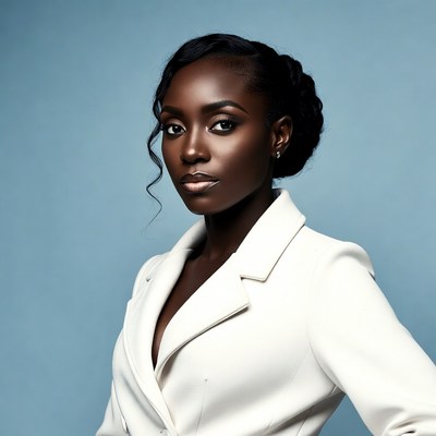 Beautiful African woman in white blazer