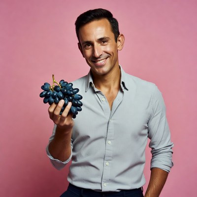 Man holding grapes