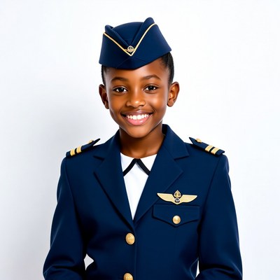 African boy in pilot uniform