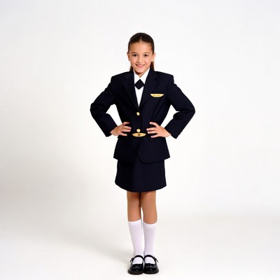 Girl in navy school uniform