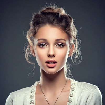 Young woman with updo hairstyle