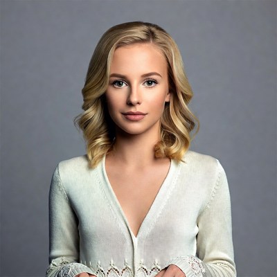 Blonde woman in white sweater