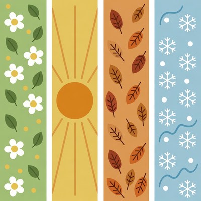 Four Seasons Vertical Illustration