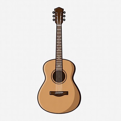 Brown Acoustic Guitar Illustration